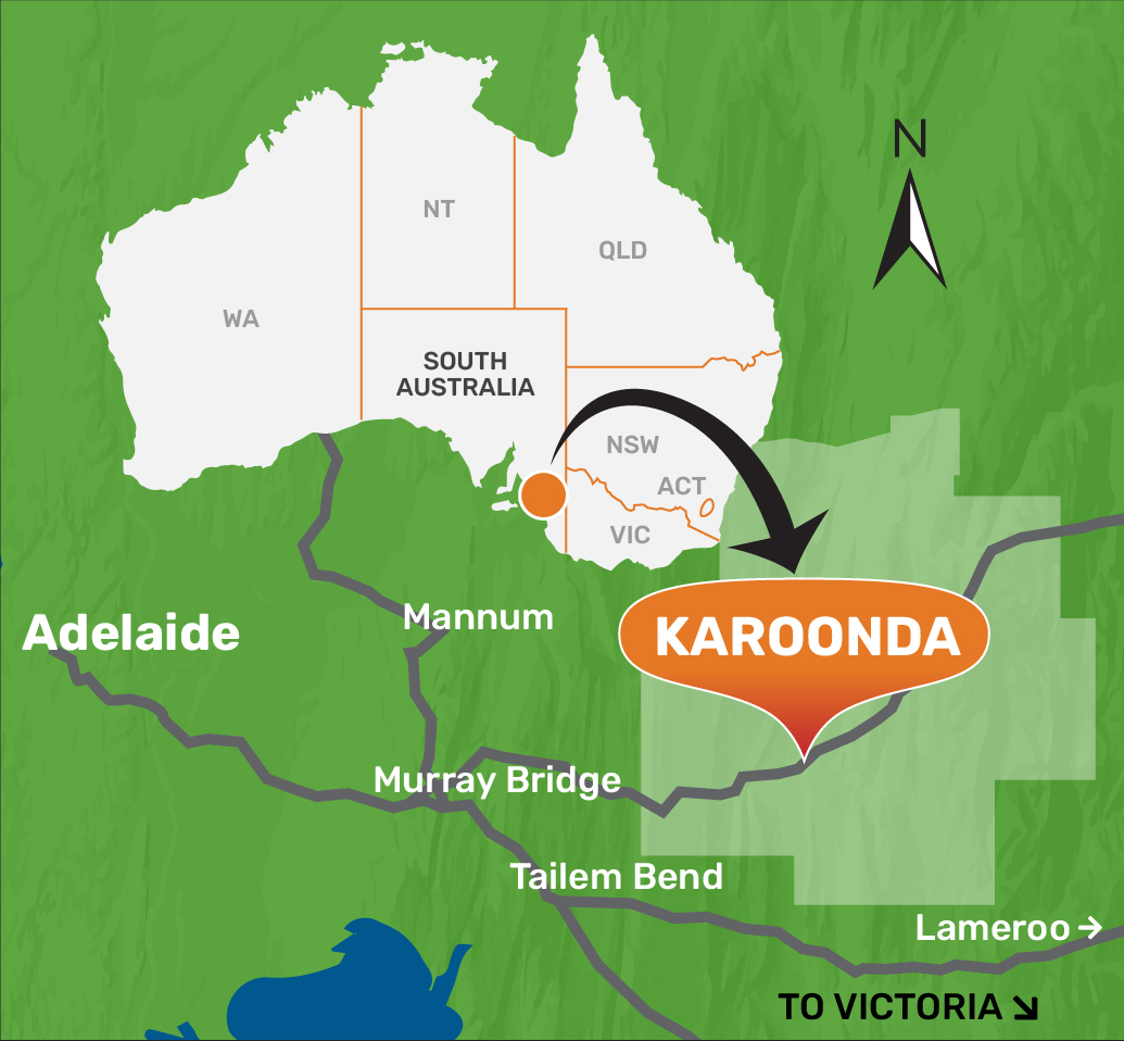 Map of Karoonda in South Australia